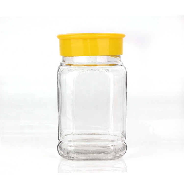 380ml honey unique clear wide mouth glass honey storage jar container with plastic lid
