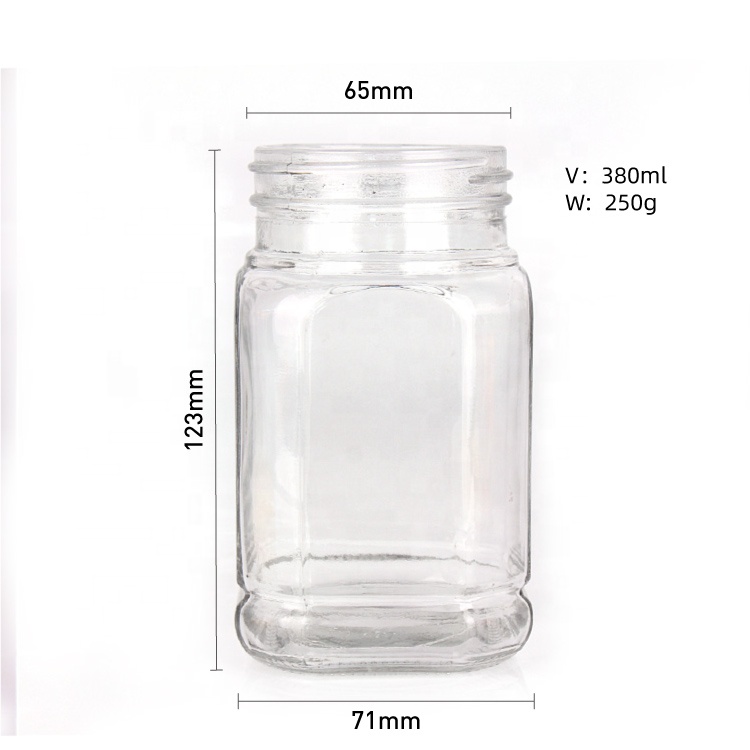 380ml honey unique clear wide mouth glass honey storage jar container with plastic lid