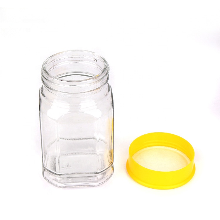 380ml honey unique clear wide mouth glass honey storage jar container with plastic lid