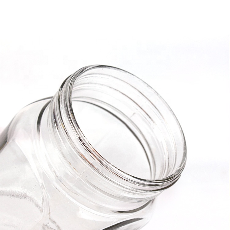 380ml honey unique clear wide mouth glass honey storage jar container with plastic lid