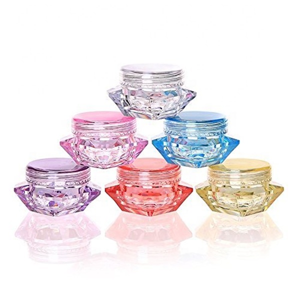 3ML/5 ML Diamond shape Cosmetic Sample Empty Container Plastic Clear Cosmetic Pot Jars for Eye Shadow, Nails, Powder, Jewelry