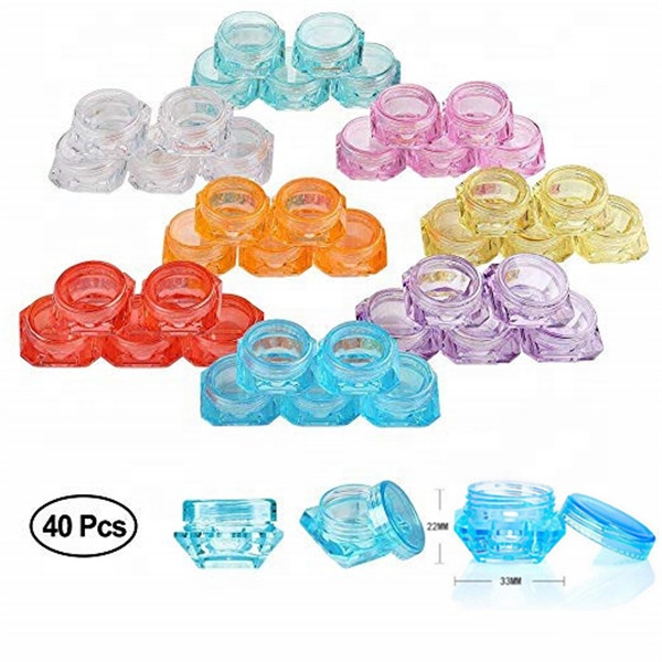 3ML/5 ML Diamond shape Cosmetic Sample Empty Container Plastic Clear Cosmetic Pot Jars for Eye Shadow, Nails, Powder, Jewelry