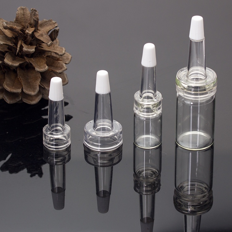 3ML 5ML 10ML 15ML 20ML Empty Cosmetic Packaging Clear Glass Ampoule Bottles Serum Vials with Dispenser tip Caps