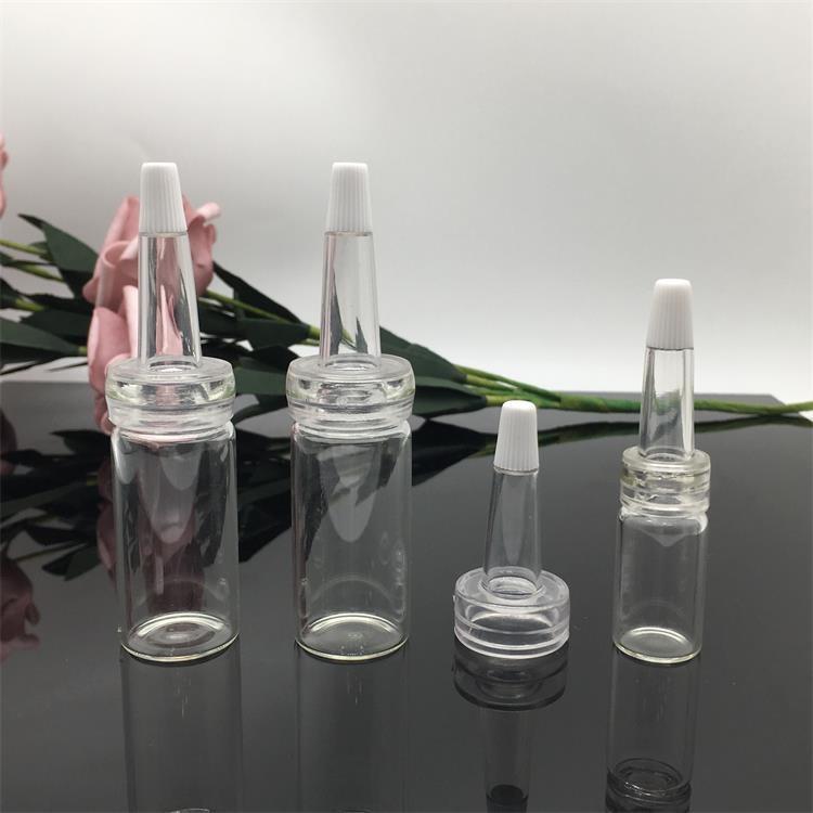 3ML 5ML 10ML 15ML 20ML Empty Cosmetic Packaging Clear Glass Ampoule Bottles Serum Vials with Dispenser tip Caps