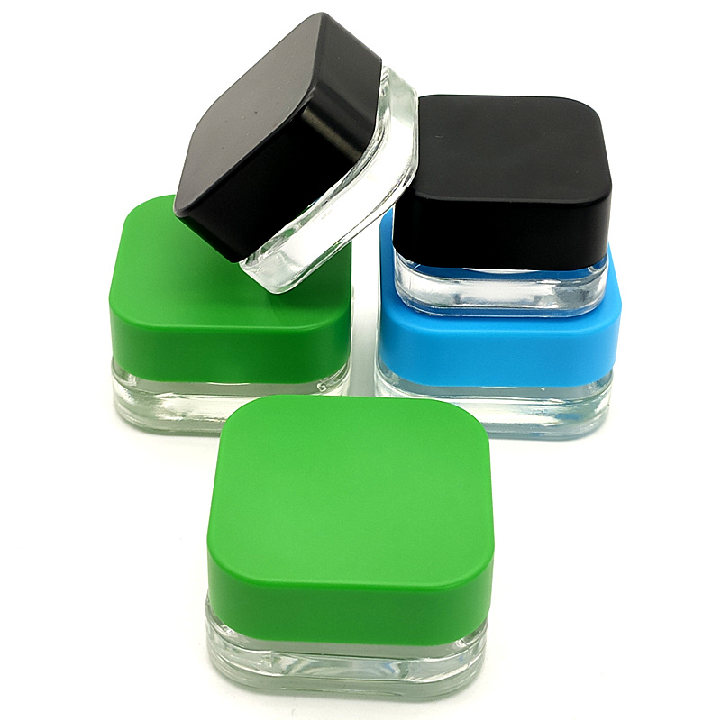 3ML 5ML 7ML 9ML Glass Wax Containers clear color CBD Wax Oil Concentrate Container glass Dab Jar