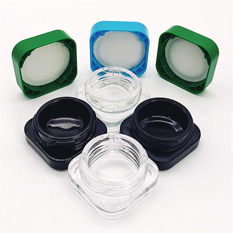 3ML 5ML 7ML 9ML Glass Wax Containers clear color CBD Wax Oil Concentrate Container glass Dab Jar