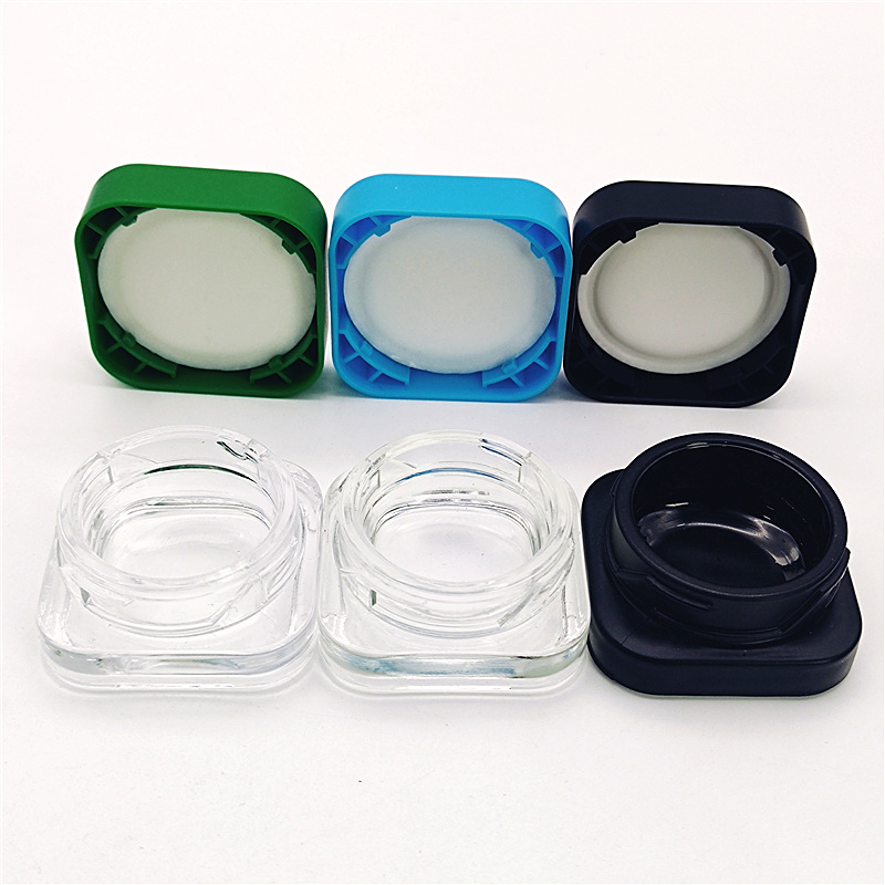3ML 5ML 7ML 9ML Glass Wax Containers clear color CBD Wax Oil Concentrate Container glass Dab Jar