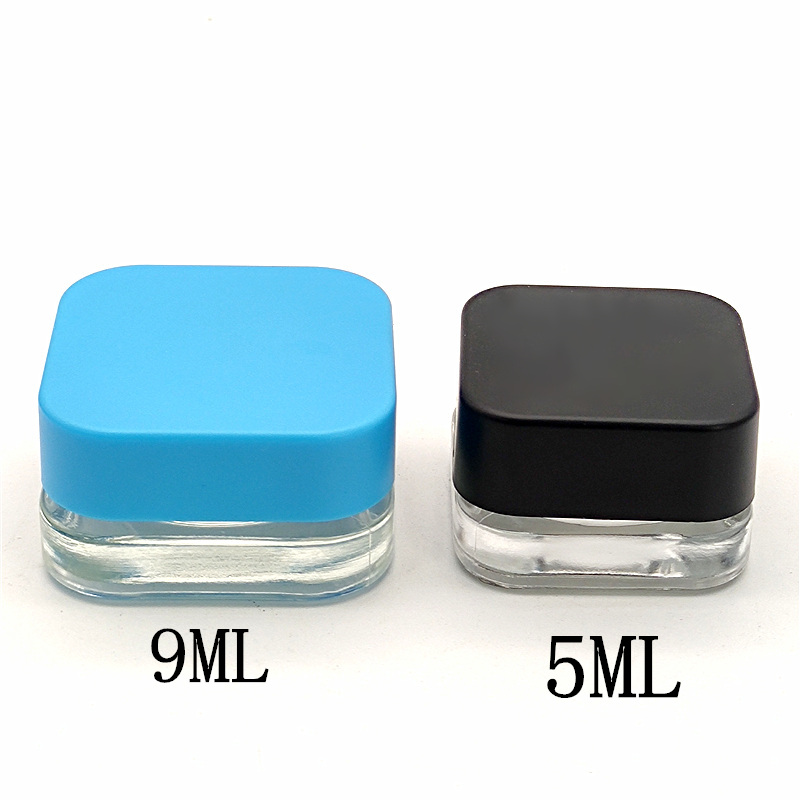 3ML 5ML 7ML 9ML Glass Wax Containers clear color CBD Wax Oil Concentrate Container glass Dab Jar