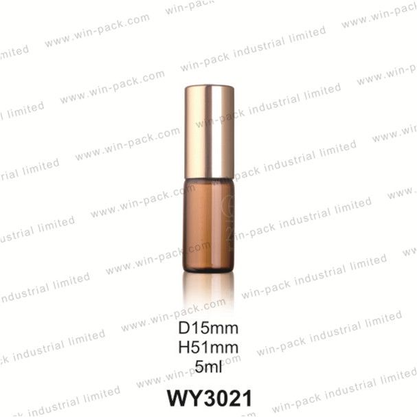 3ML 5ml 8ml 10ML 12ML amber cosmetic empty metal roll on perfume bottle with golden cap