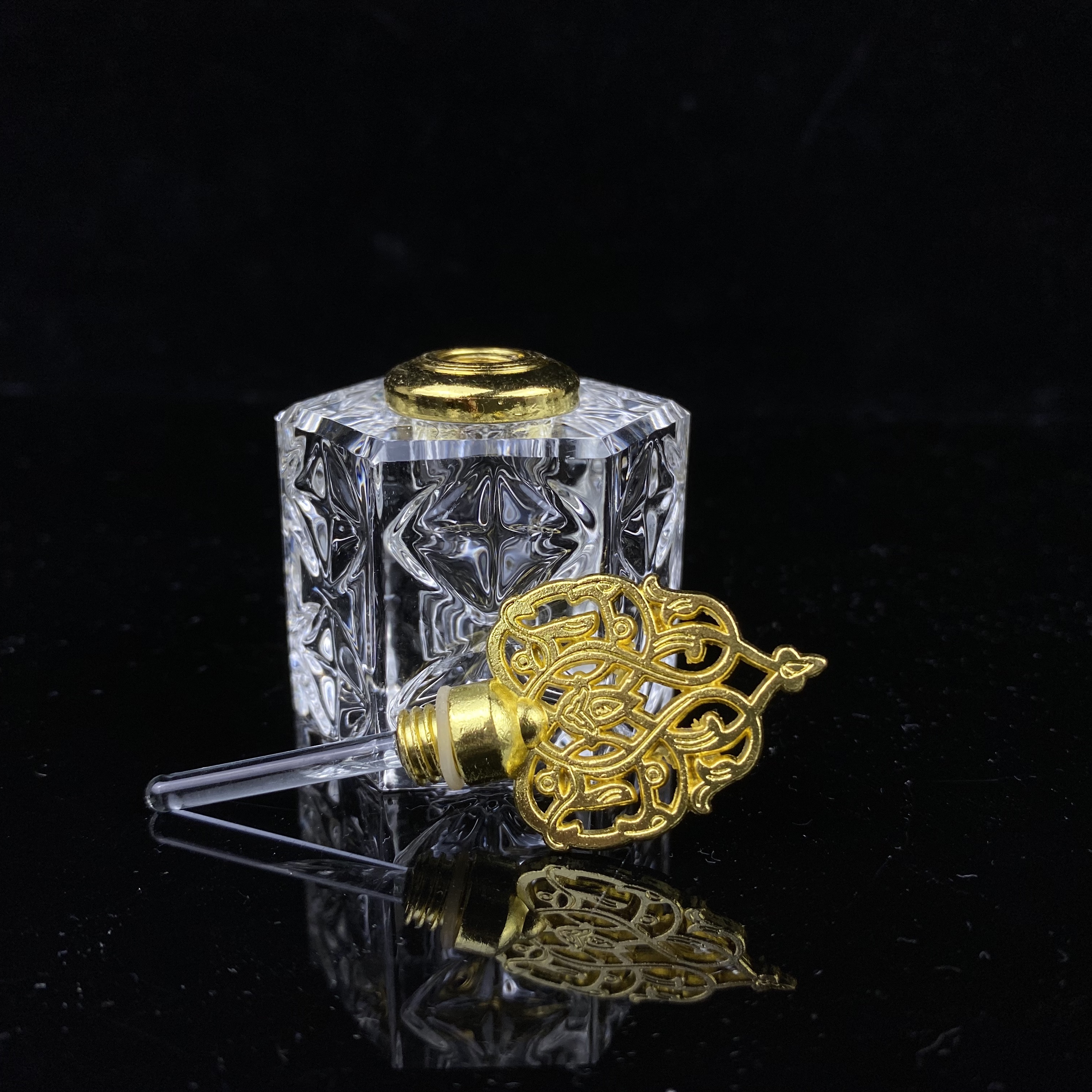 3ML Mini Transparent Crystal Perfume Bottle Glass Attar Bottle Empty Oil Bottle with crown cap