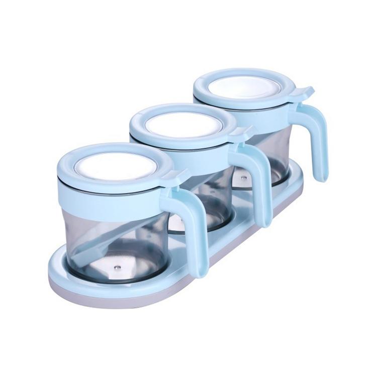 3PCS Kitchen Seasoning Jar Household Condiment Box Set Spoons Practical Seasoning Wall Mounted Seasoning Box
