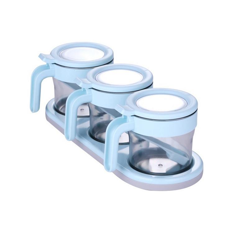 3PCS Kitchen Seasoning Jar Household Condiment Box Set Spoons Practical Seasoning Wall Mounted Seasoning Box