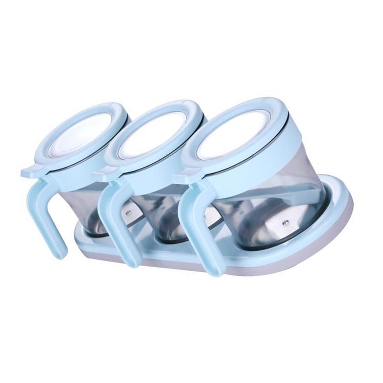 3PCS Kitchen Seasoning Jar Household Condiment Box Set Spoons Practical Seasoning Wall Mounted Seasoning Box
