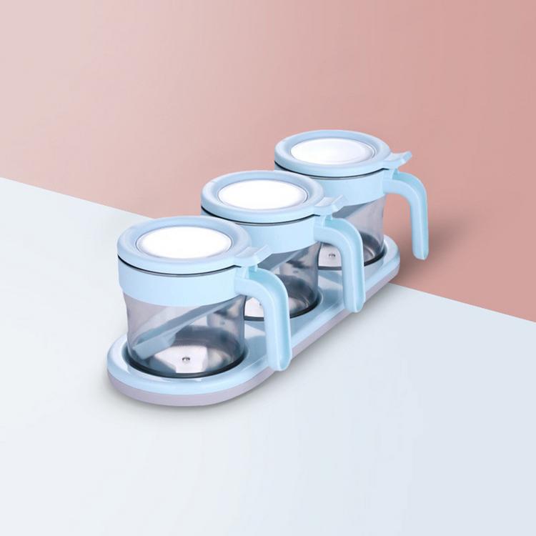 3PCS Kitchen Seasoning Jar Household Condiment Box Set Spoons Practical Seasoning Wall Mounted Seasoning Box