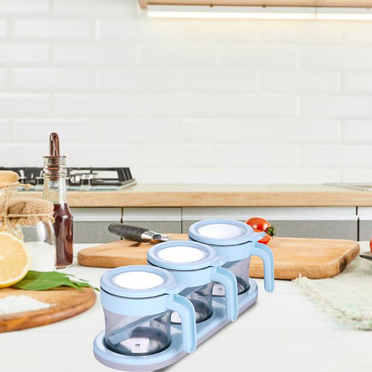 3PCS Kitchen Seasoning Jar Household Condiment Box Set Spoons Practical Seasoning Wall Mounted Seasoning Box