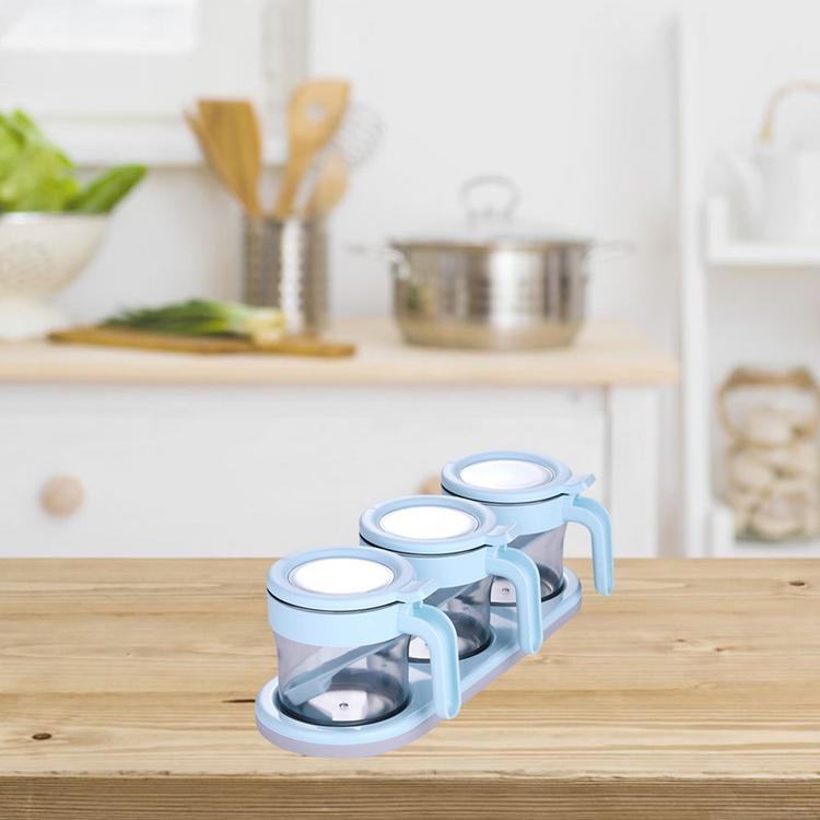 3PCS Kitchen Seasoning Jar Household Condiment Box Set Spoons Practical Seasoning Wall Mounted Seasoning Box