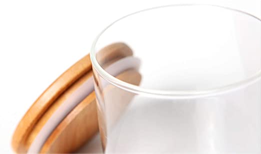 3Pcs Set Clear Non-toxic Leakproof Glass Jars With Wood Lid Airtight Food Storage Containers