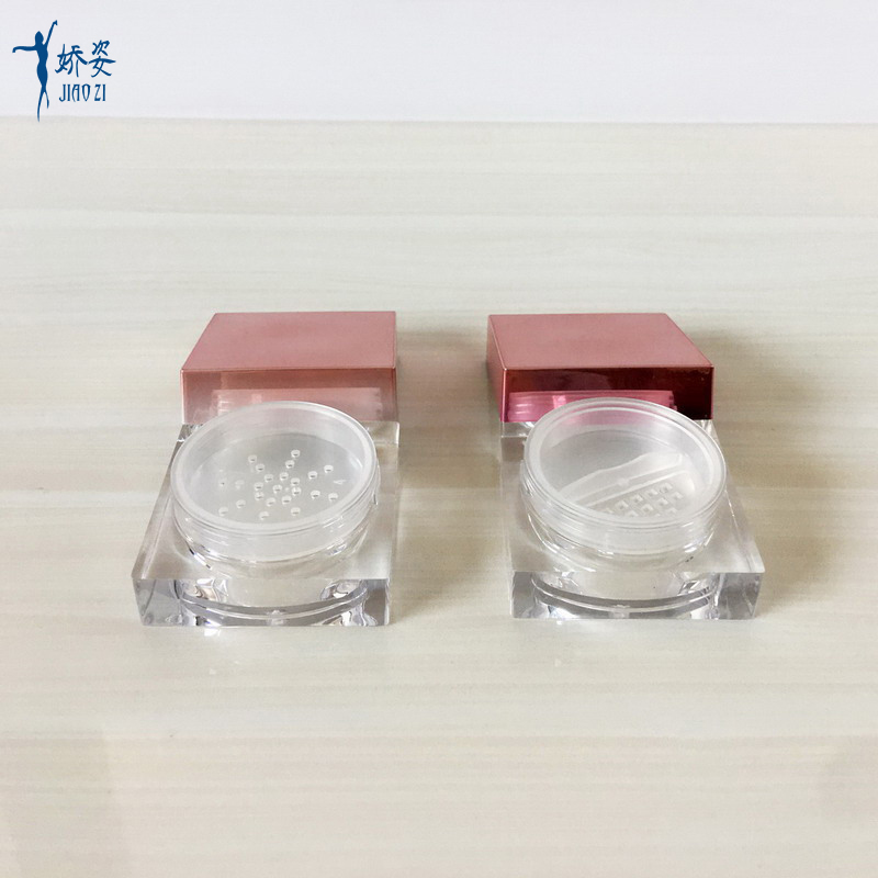 3g 10g 15g Rose Gold Square Cosmetic Loose Powder Jar with UV Lid