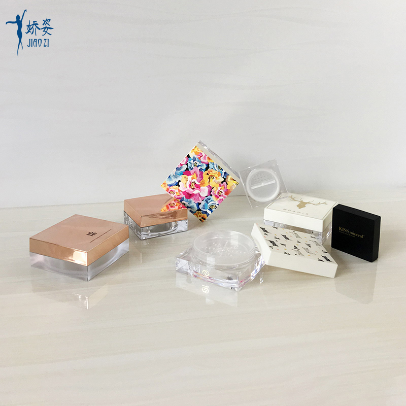 3g 10g 15g Rose Gold Square Cosmetic Loose Powder Jar with UV Lid