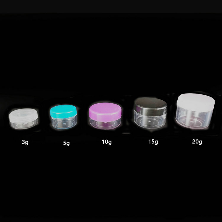 3g 5g 10g 15g 20g 30g Empty Plastic Cream Jars Sample Pots Cosmetic Container with Colored Lids