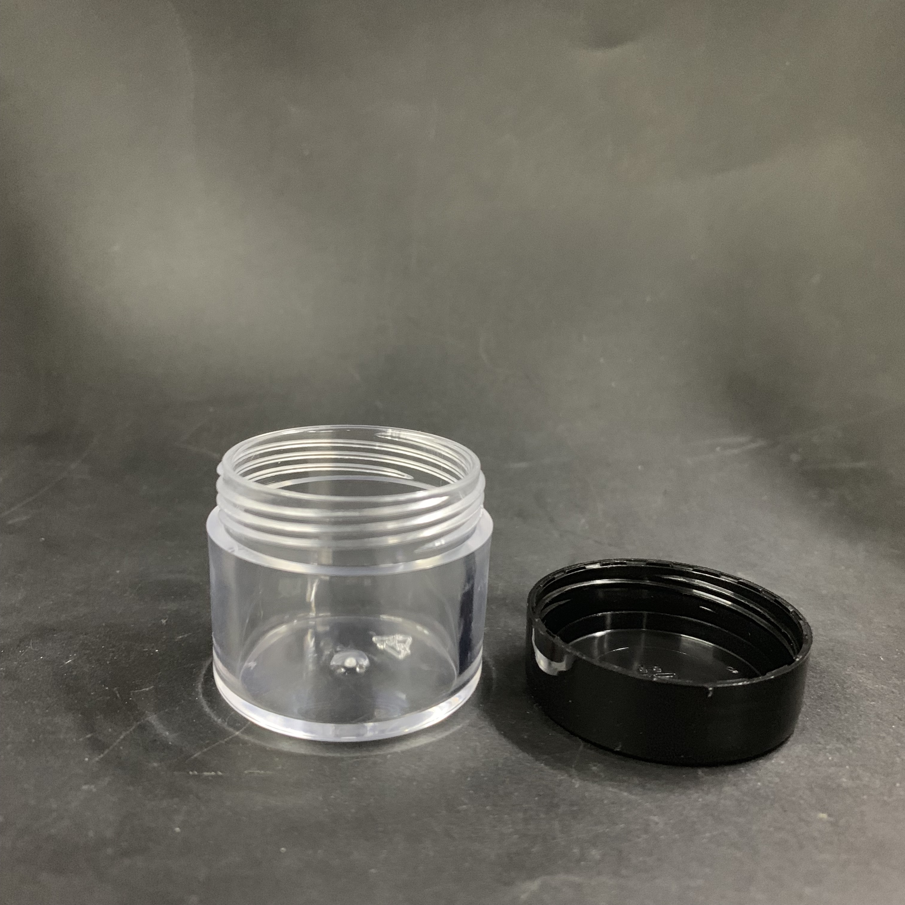 3g 5g 10g 15g 20g Clear PS Plastic Cream Round jar with black screw cap