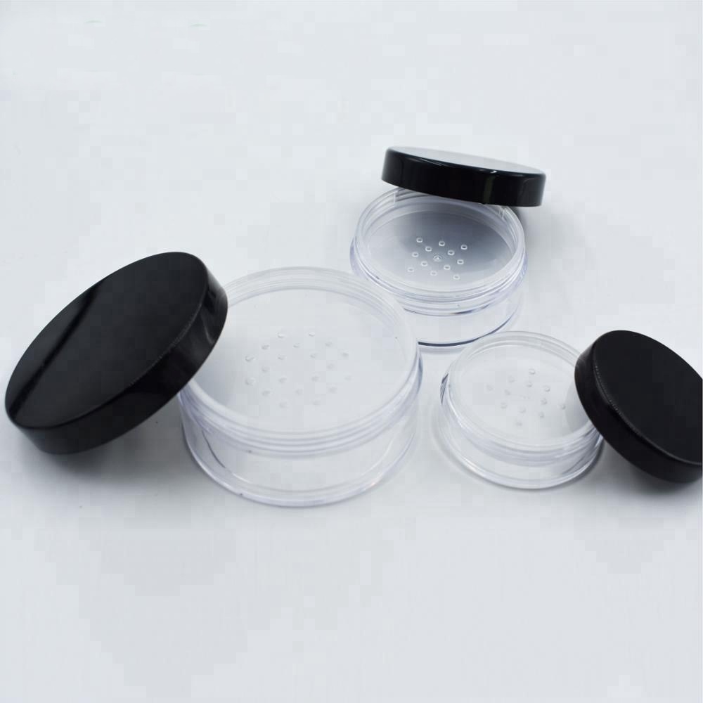 3g 5g 10g 15g 20g plastic empty plastic makeup powder jars cosmetic loose powder jar with sifter and rotating sifters