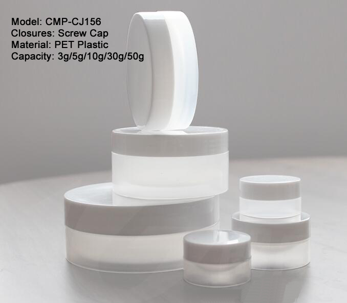 3g 5g 10g 30g 50ml 100g PP plastic white color cream jars, small empty cosmetic powder containers