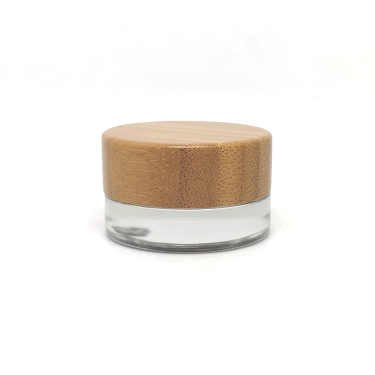 3g 5g 10g Luxury Face Make Up Eye Shadow Powder Waxes Paint small round frosted glass jar with bamboo lid