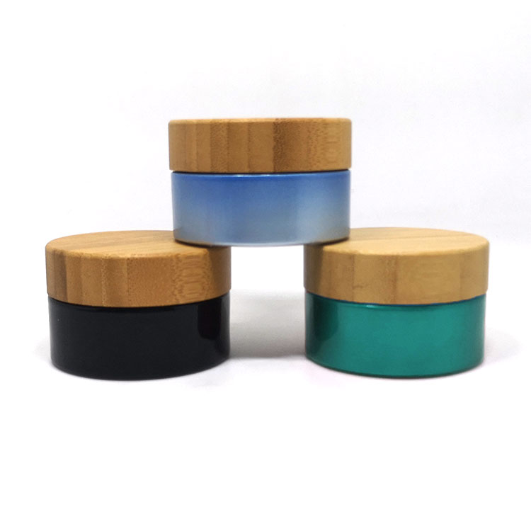 3g 5g 10g Luxury Face Make Up Eye Shadow Powder Waxes Paint small round frosted glass jar with bamboo lid