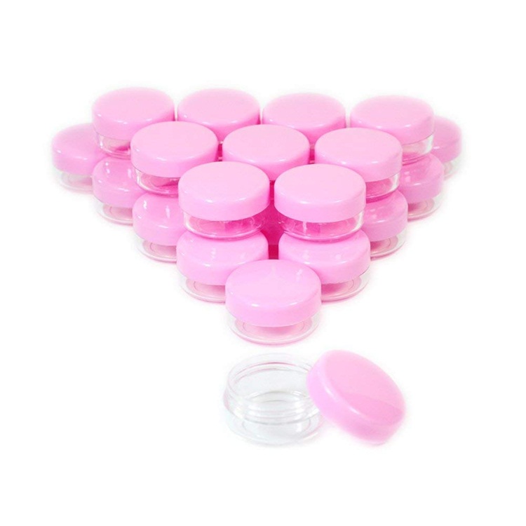 3g 5g 10g round empty small plastic cream jar with pink cap
