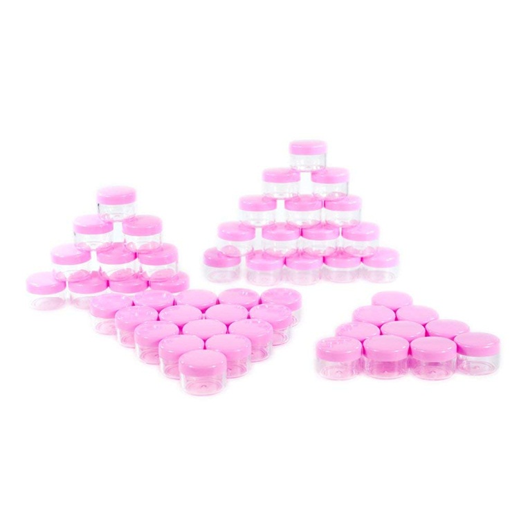 3g 5g 10g round empty small plastic cream jar with pink cap