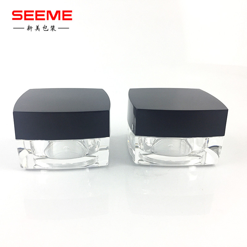 3g 5g Mini Square Acrylic Cream Jar with black cap