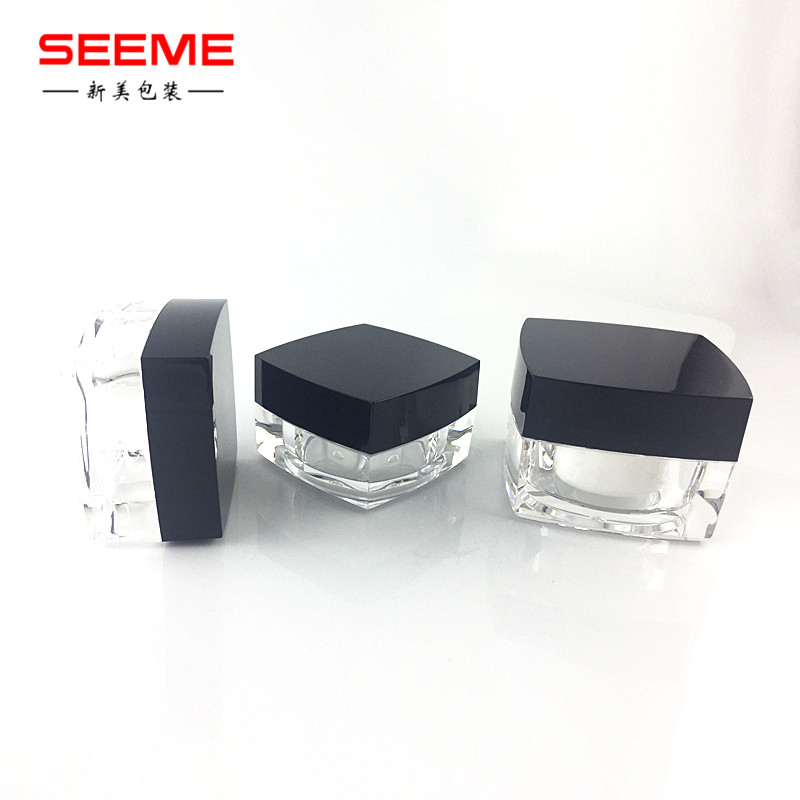 3g 5g Mini Square Acrylic Cream Jar with black cap