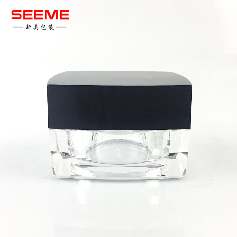 3g 5g Mini Square Acrylic Cream Jar with black cap