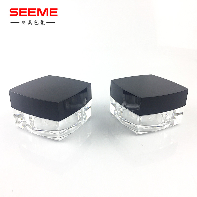 3g 5g Mini Square Acrylic Cream Jar with black cap