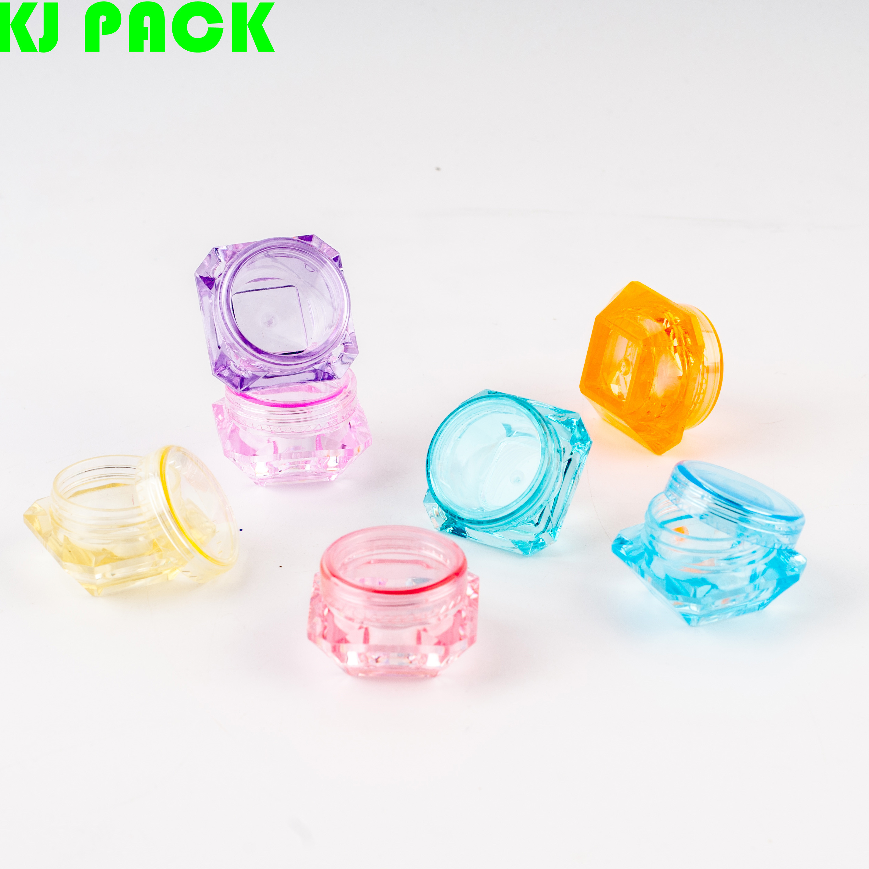 3g 5g Plastic Empty Sample Box,Diamond Shaped Transparent Bottle,PS Cosmetic  Cream Jars