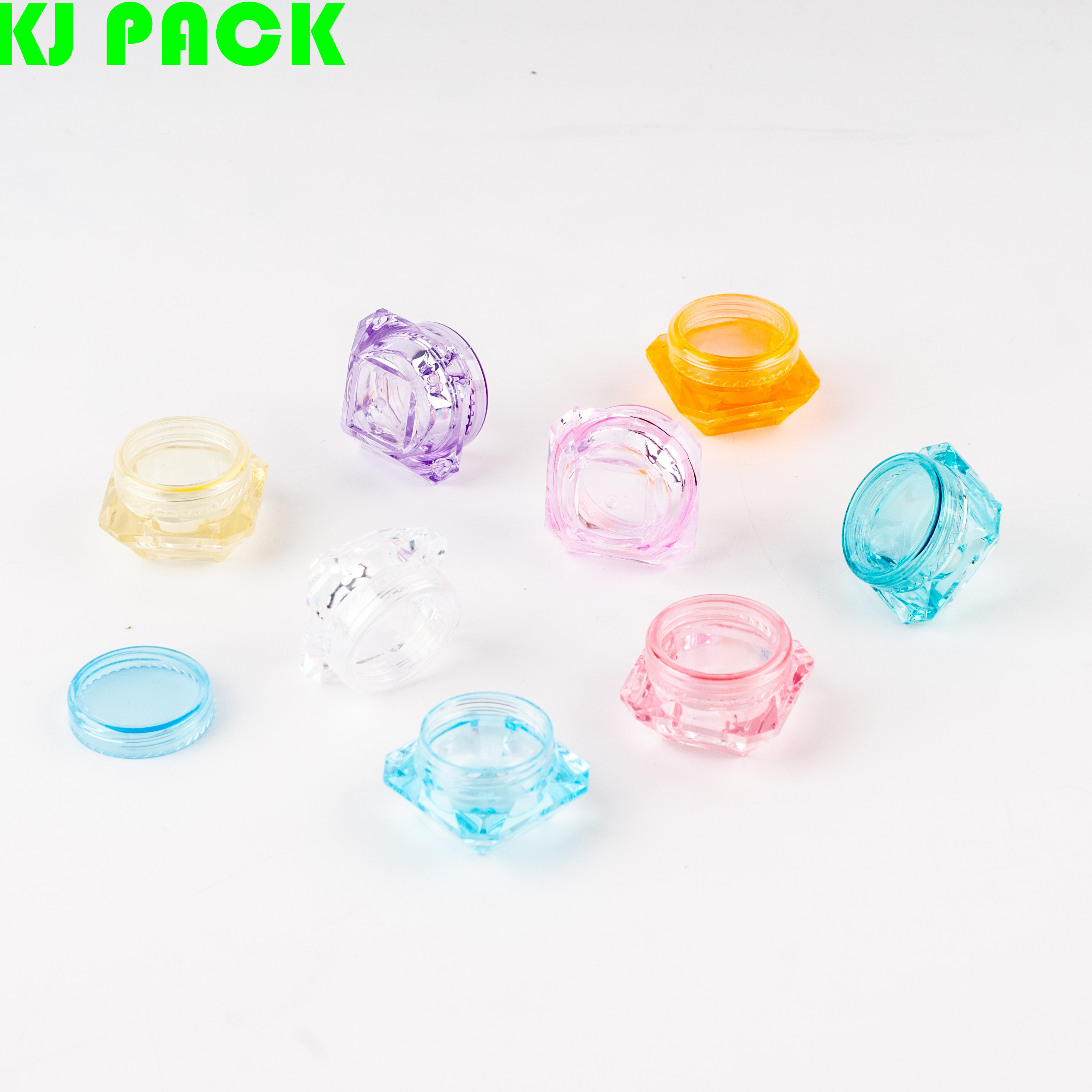 3g 5g Plastic Empty Sample Box,Diamond Shaped Transparent Bottle,PS Cosmetic Cream Jars
