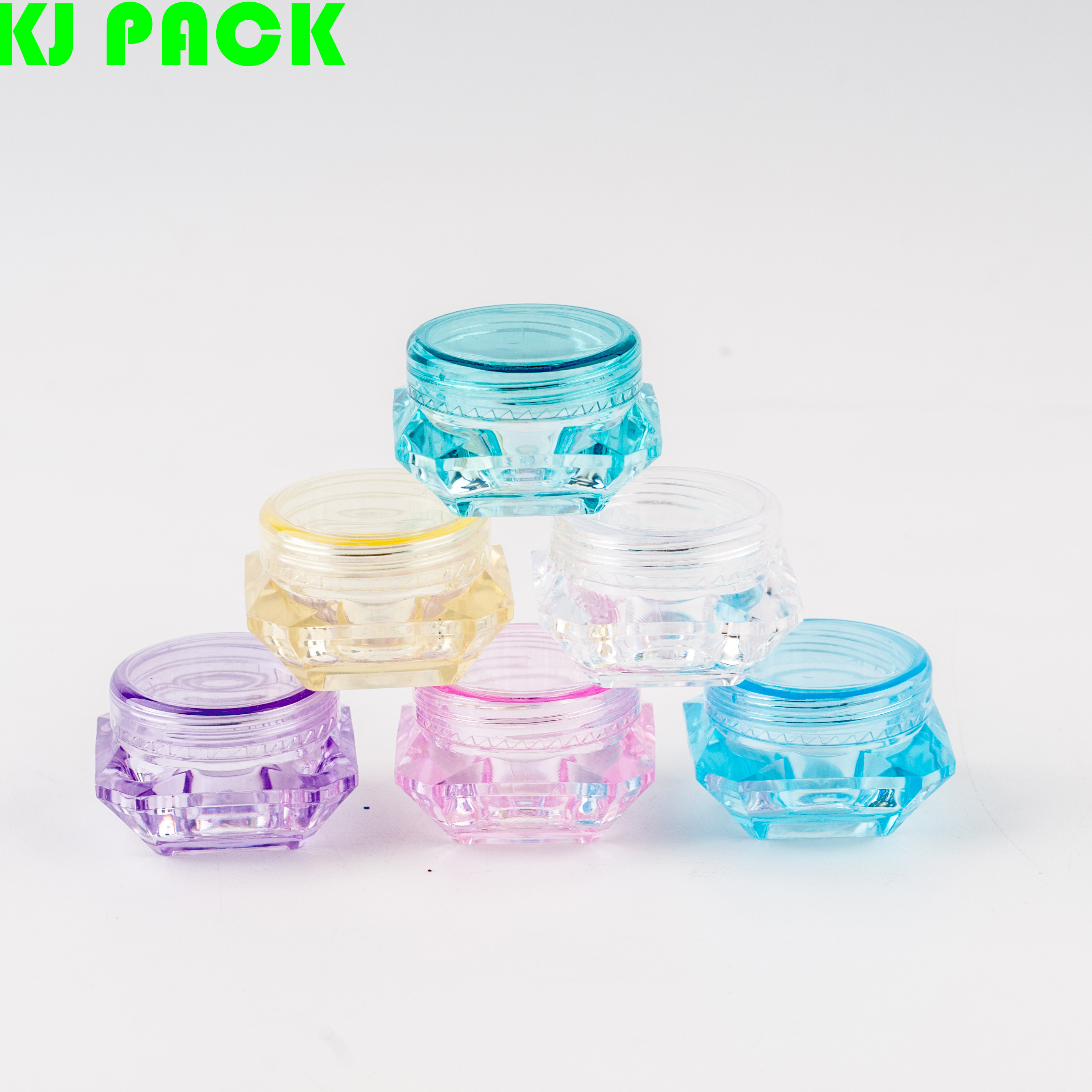3g 5g Plastic Empty Sample Box,Diamond Shaped Transparent Bottle,PS Cosmetic Cream Jars
