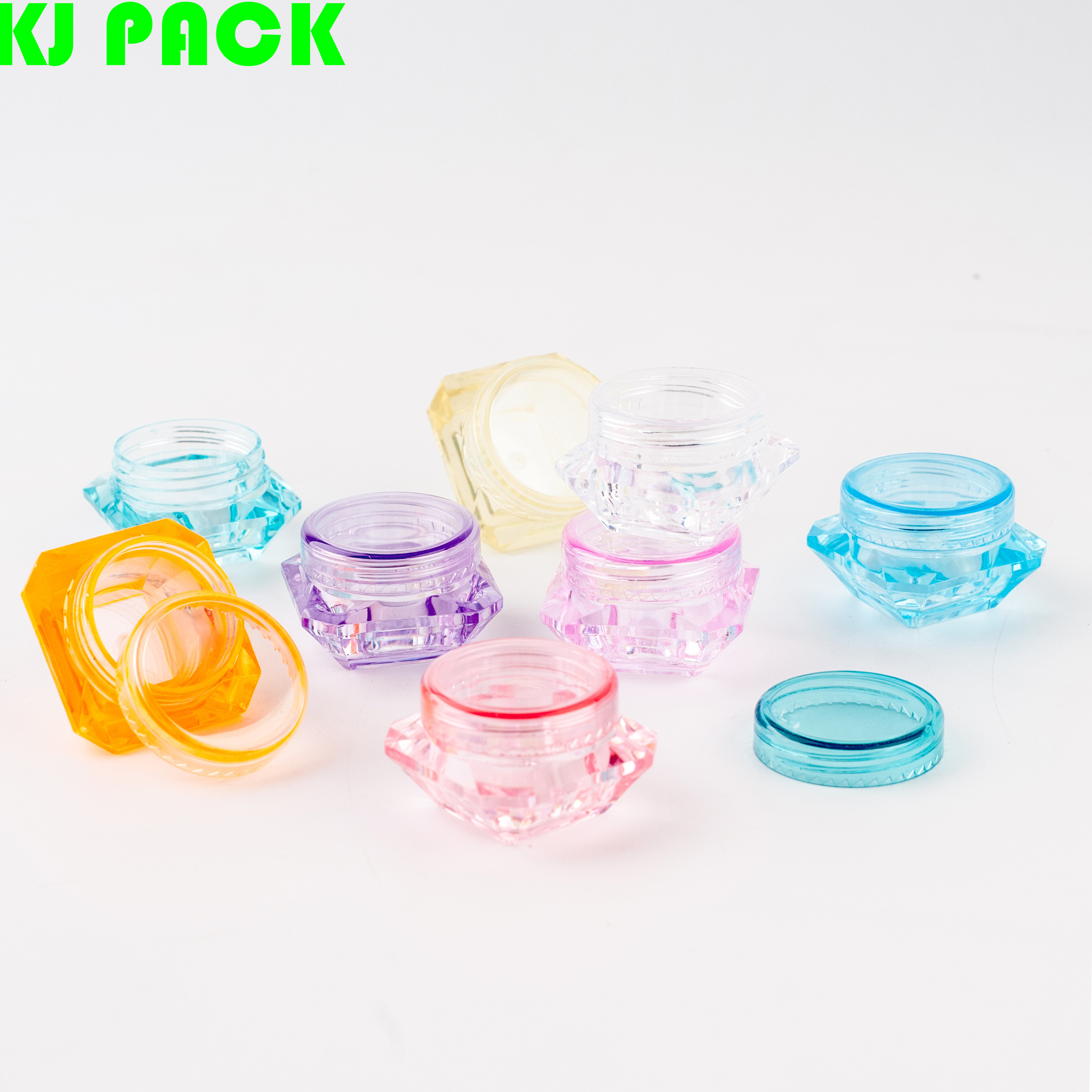 3g 5g Plastic Empty Sample Box,Diamond Shaped Transparent Bottle,PS Cosmetic Cream Jars