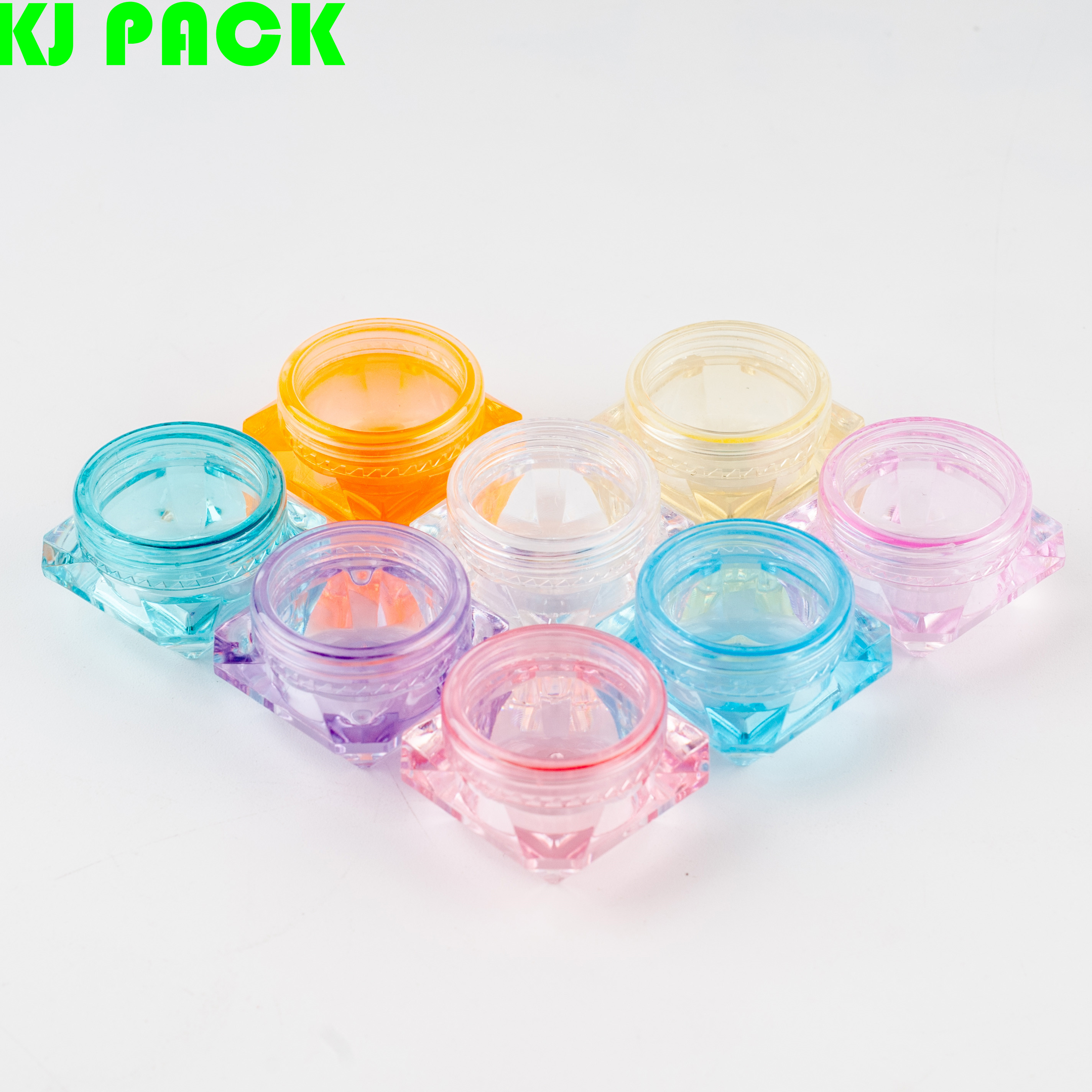3g 5g Plastic Empty Sample Box,Diamond Shaped Transparent Bottle,PS Cosmetic Cream Jars
