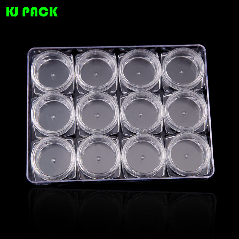 3g 5g Transparent Plastic Travel Sample Empty Cosmetic Containers Box, for Makeup Face Jar Pot,12Pcs In Box