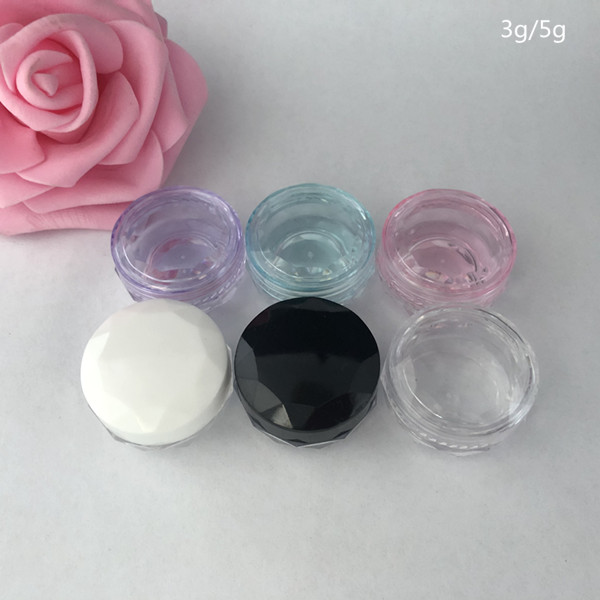 3g 5g black diamond shape eye cream jar with white black clear cap, facial cream cosmetic jar