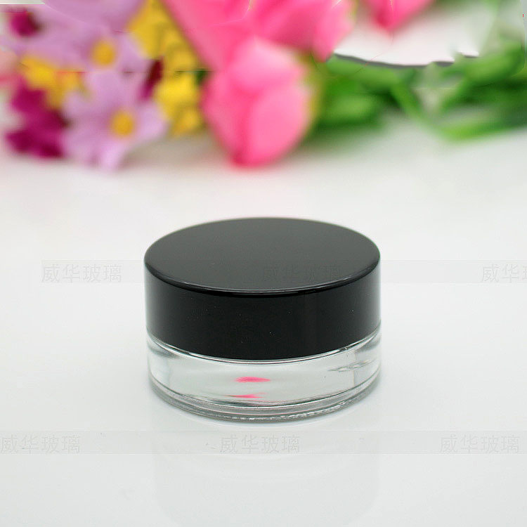 3g 5g clear glass cream jar eye cream skin cream sample experience cosmetic packaging container with black cap