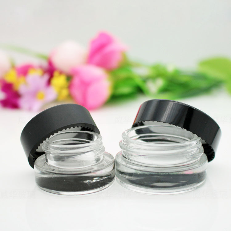 3g 5g clear glass cream jar eye cream skin cream sample experience cosmetic packaging container with black cap