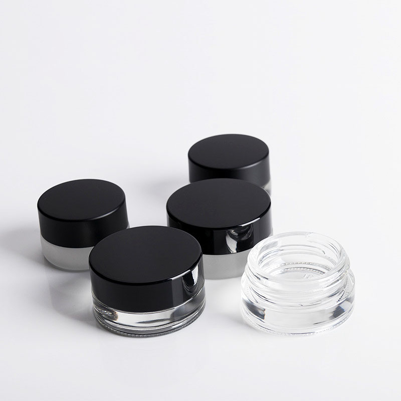 3g 5g clear glass cream jar eye cream skin cream sample experience cosmetic packaging container with black cap