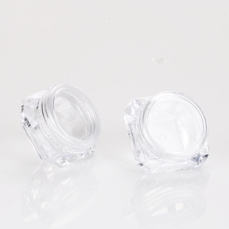 3g 5g clear nail powder container square color gel dipping glitter jar