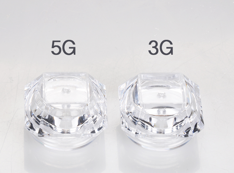 3g 5g clear nail powder container square color gel dipping glitter jar