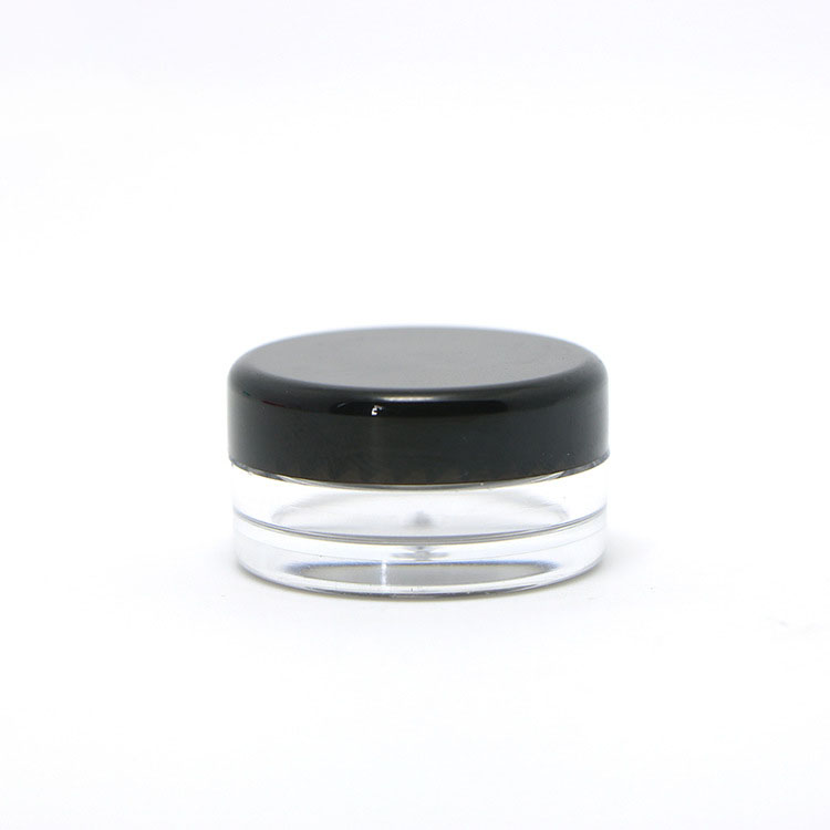 3g/5g clear plastic cream cosmetic sample jar with colored lid