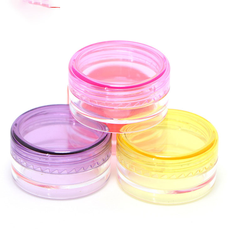 3g/5g clear plastic cream cosmetic sample jar with colored lid