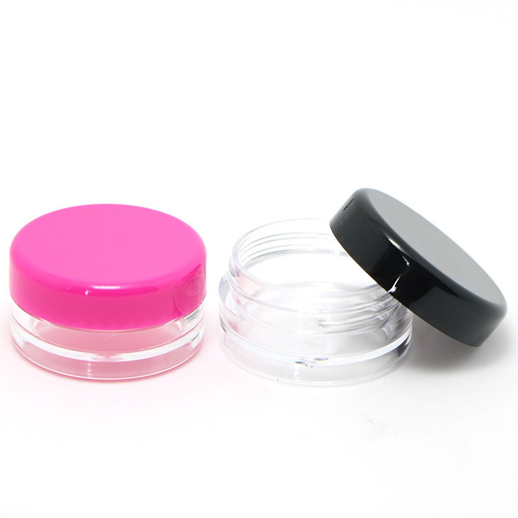 3g/5g clear plastic cream cosmetic sample jar with colored lid
